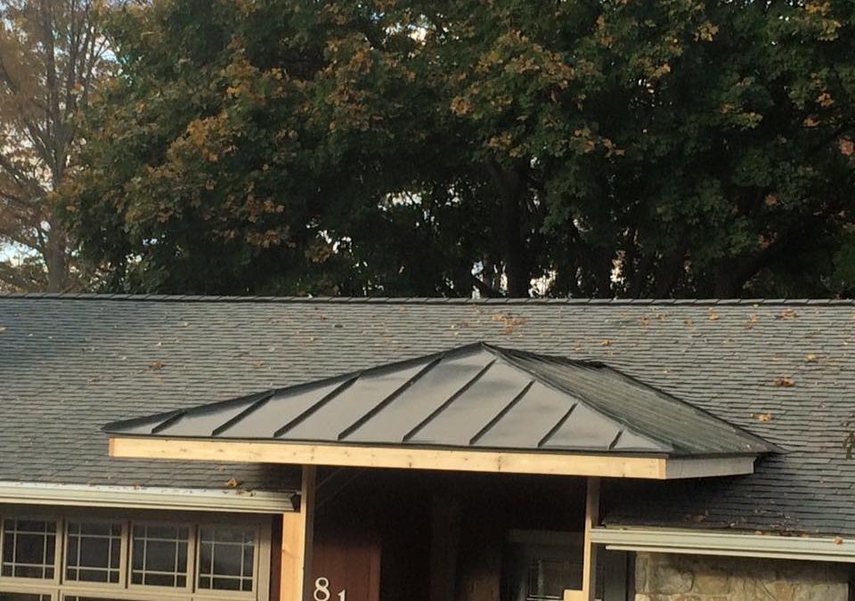 Rheinzink graphite gray porch roof in Chambersburg, PA